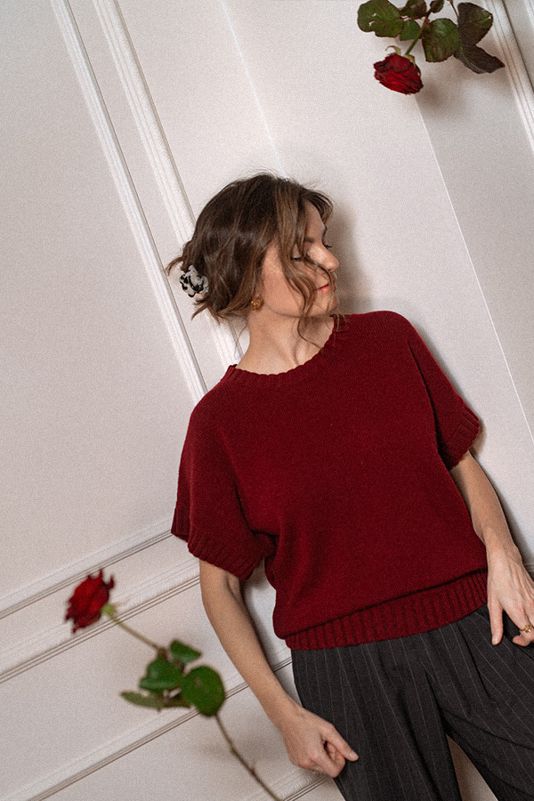 Damski sweter wełniany z kaszmirem Maeve Bordeaux 