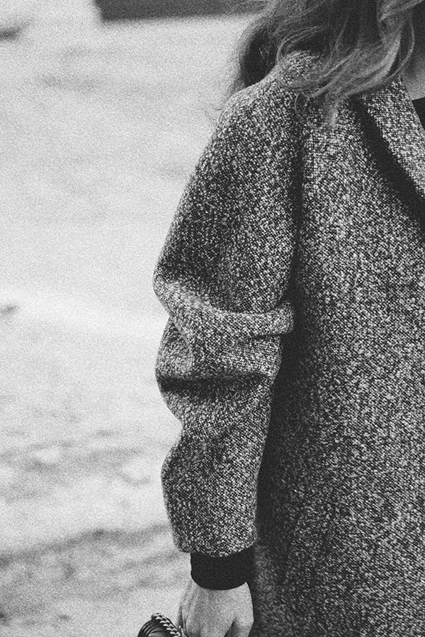 Krótki płaszcz z włoskiej wełny Carlotta Mélange