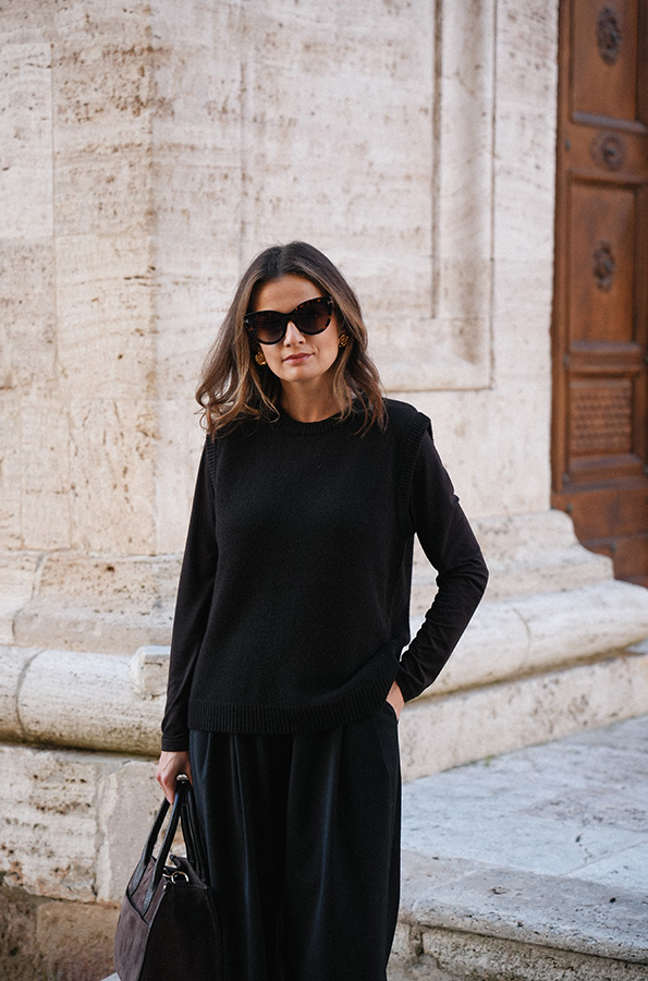 Damska kamizelka wełniana z kaszmirem Giovanna Chocolate