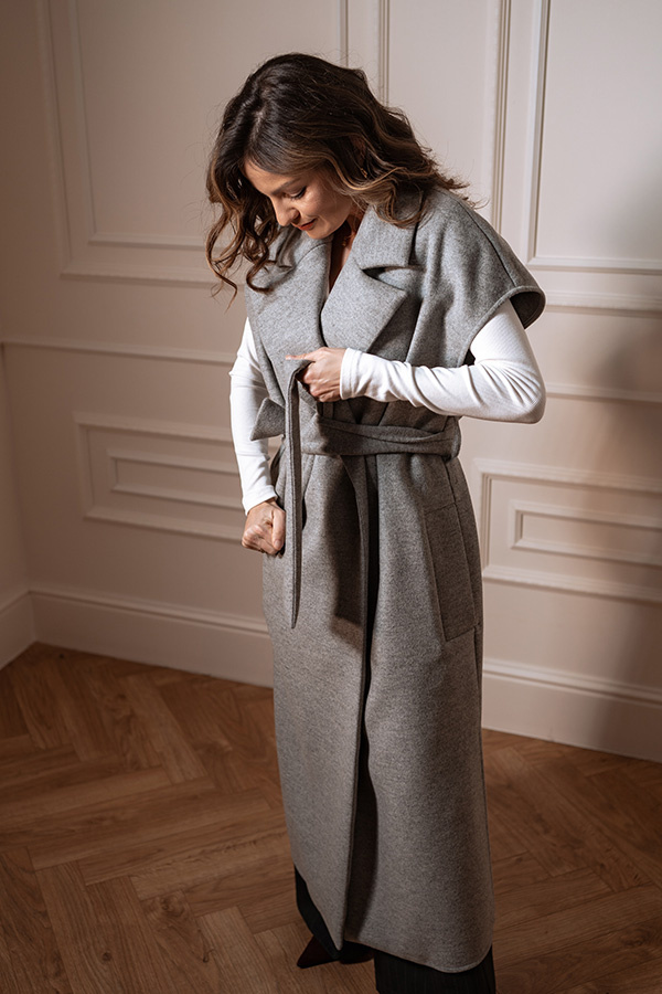 Długa wełniana kamizelka Le Magnifique Gris 