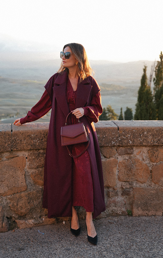 Długa kamizelka wełniana z kaszmirem Le Magnifique Bordeaux