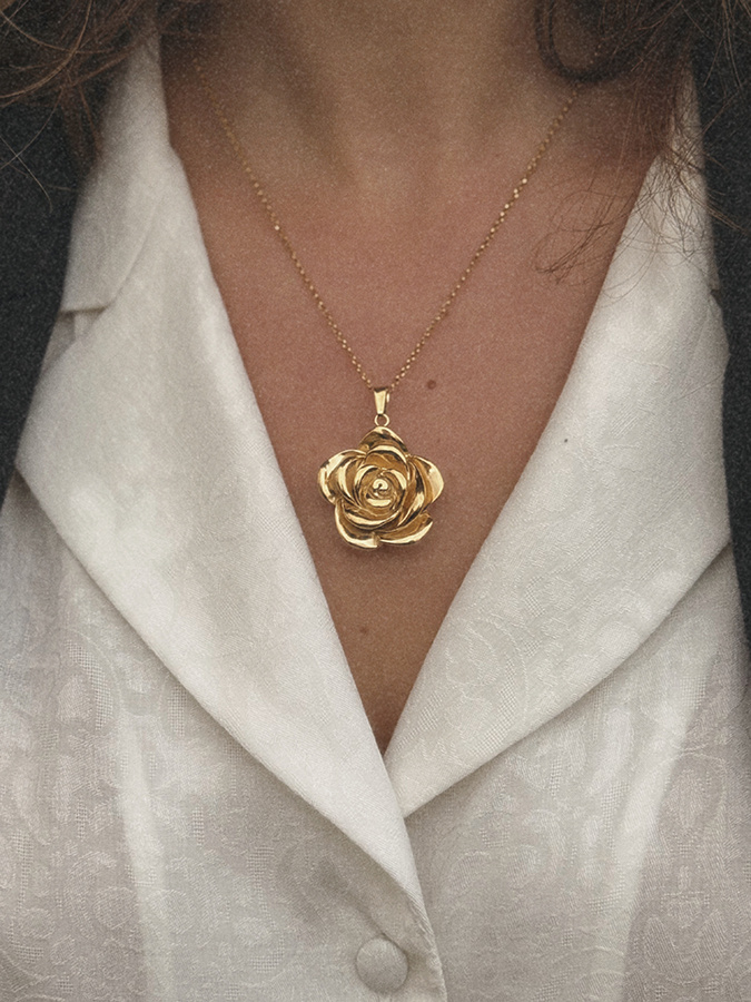 Naszyjnik srebrny pozłacany róża Fiore Rosa D'Oro N°3