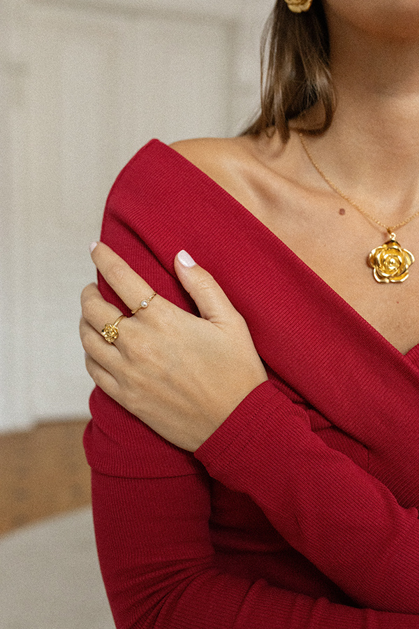 Pierścionek srebrny pozłacany z perłą Anello Perla D'Oro N°7