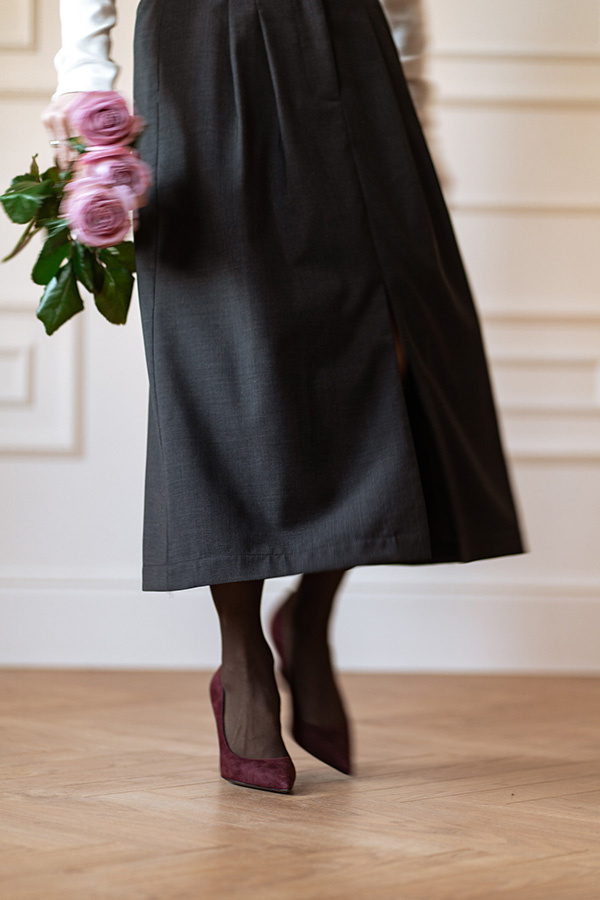 Spódnica wełniana midi Delly Elegance 