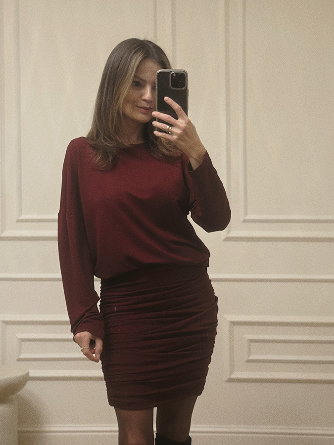 Krótka marszczona spódnica z modalu Mila Vino