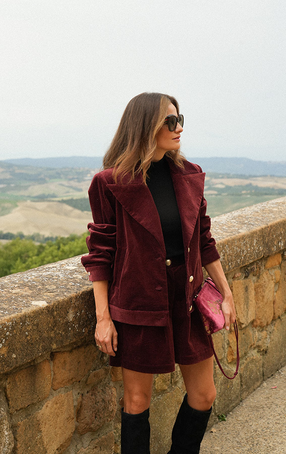Damska katana sztruksowa Matilda Bordeaux