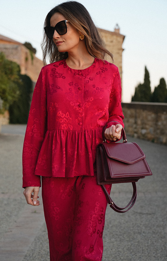 Spódnica żakardowa midi z wiskozy Lilianne Rosso