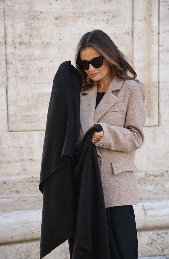 Damski szal wełniany z kaszmirem Clarissa Chocolate