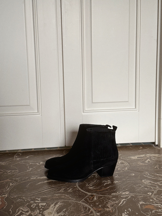 Damskie botki skórzane zamszowe Napoli Nero