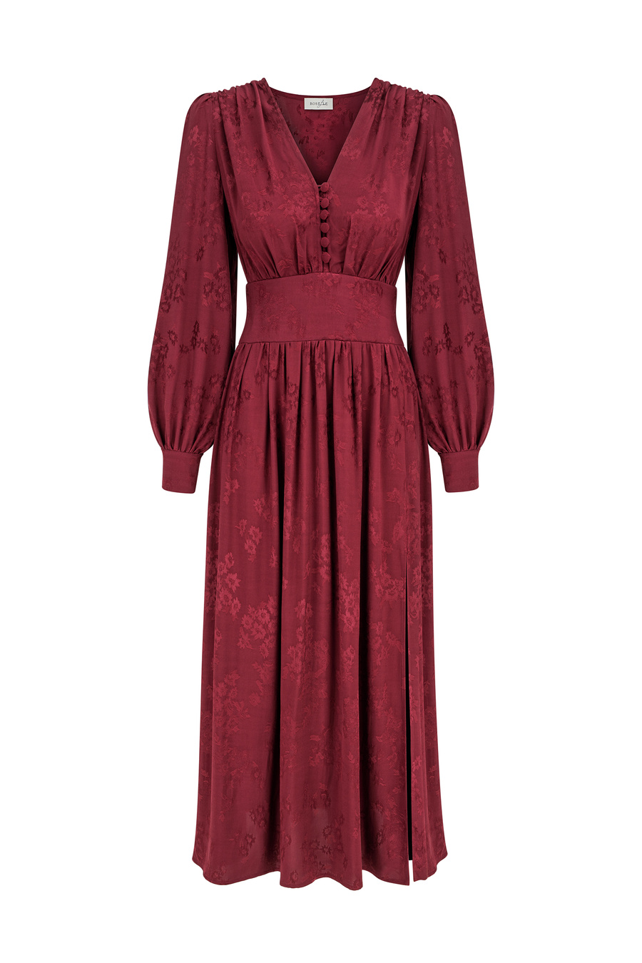 Sukienka żakardowa midi z wiskozy Celestino Bordeaux 