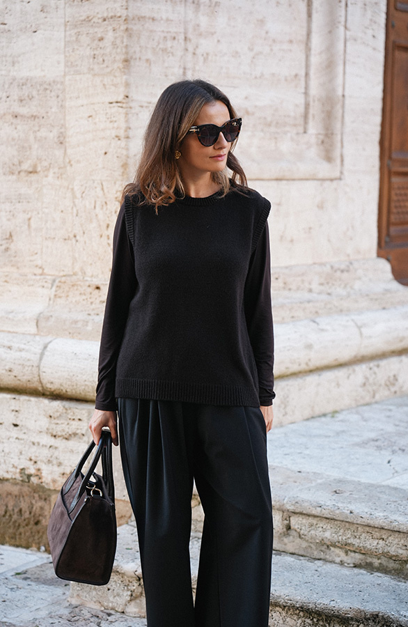 Damska kamizelka wełniana z kaszmirem Giovanna Chocolate