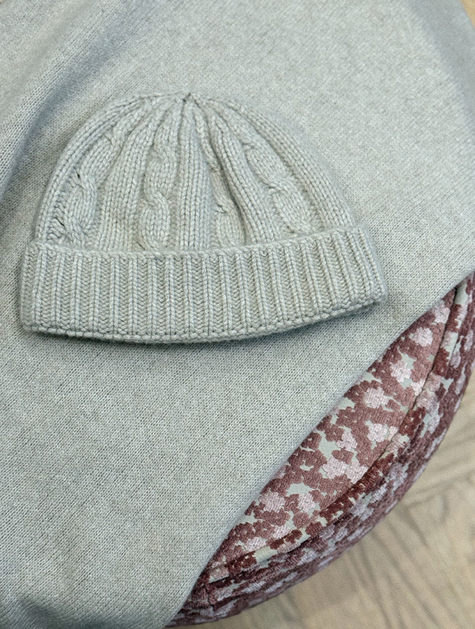 Damska czapka z kaszmirem i jedwabiem Ombra Beige