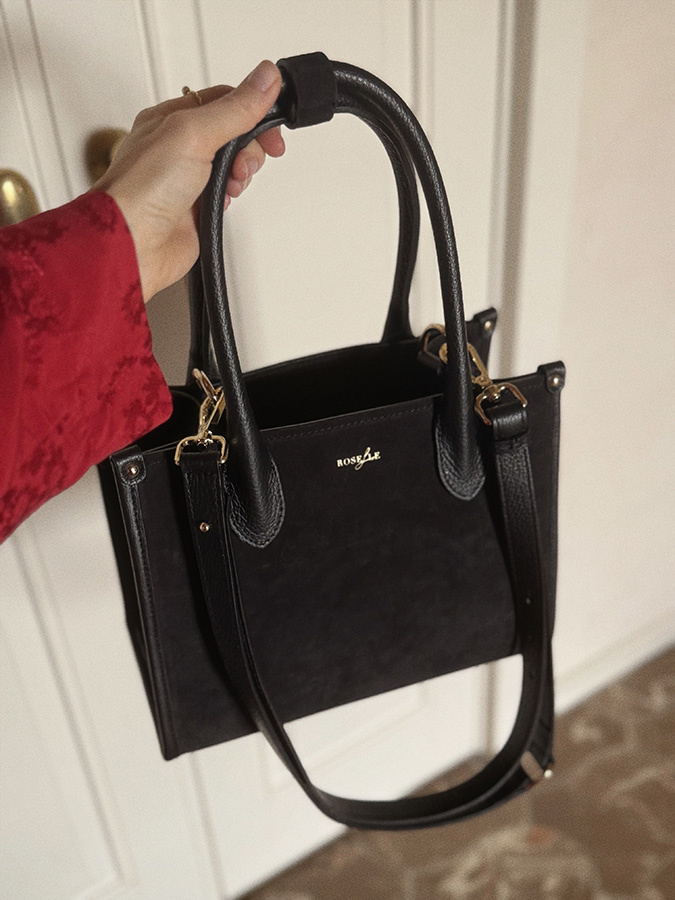 Damska torebka skórzana zamszowa Bellagio Nero