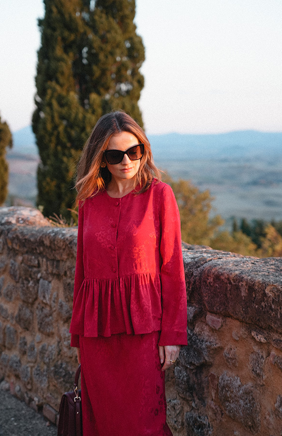 Spódnica żakardowa midi z wiskozy Lilianne Rosso