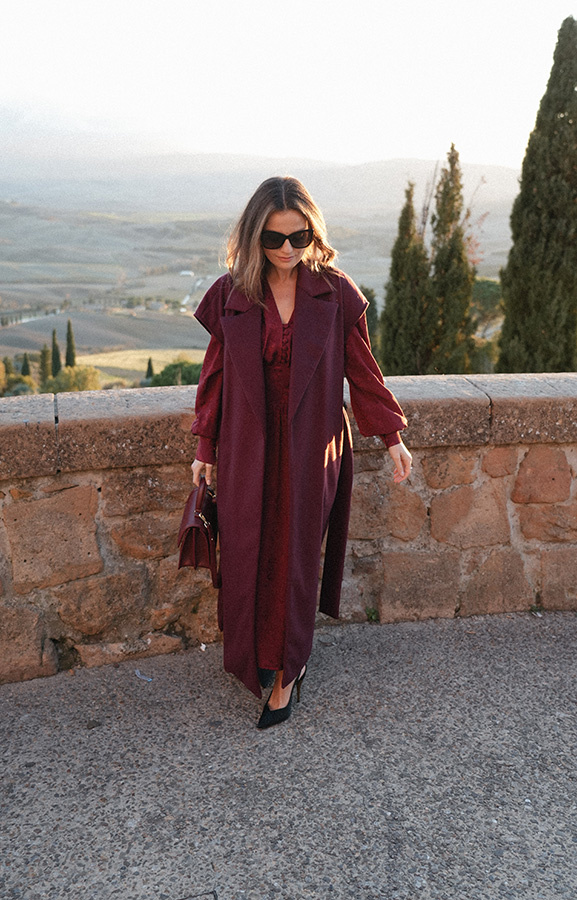 Długa kamizelka wełniana z kaszmirem Le Magnifique Bordeaux