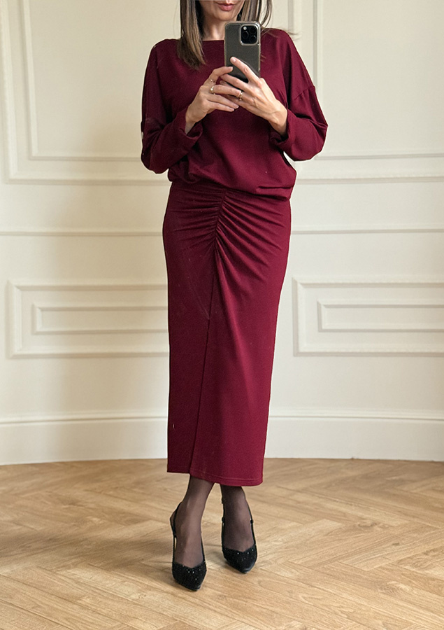 Marszczona spódnica z modalu Angelina Vino 