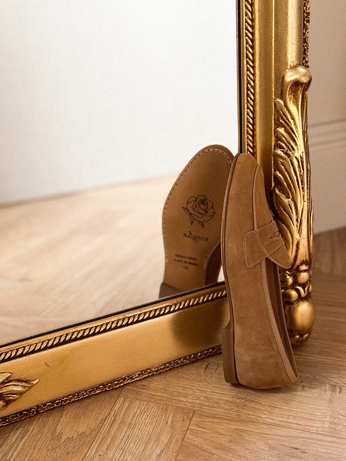 Karmelowe skórzane loafersy Vinci Carmel