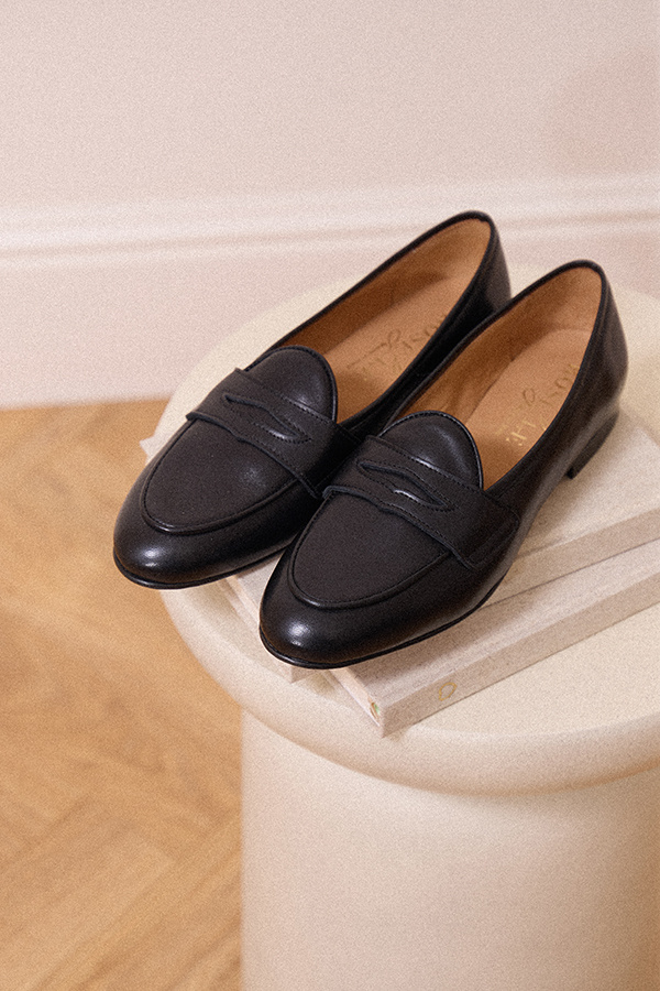 Czarne skórzane loafersy Vinci Nero