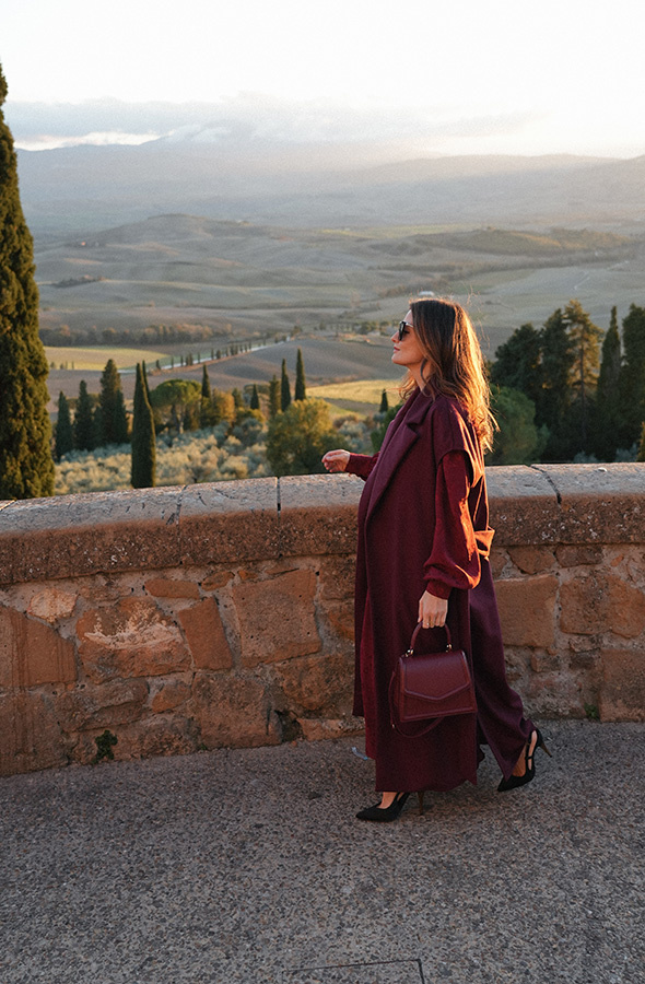 Długa kamizelka wełniana z kaszmirem Le Magnifique Bordeaux