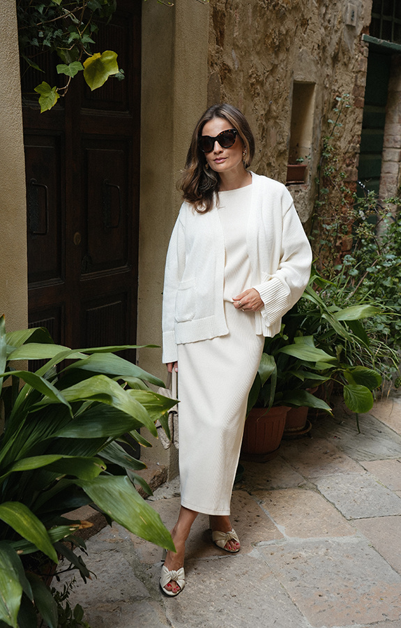 Spódnica midi bawełniana Audrey Crème
