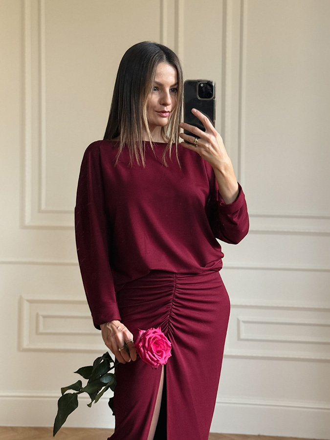 Marszczona spódnica z modalu Angelina Vino 