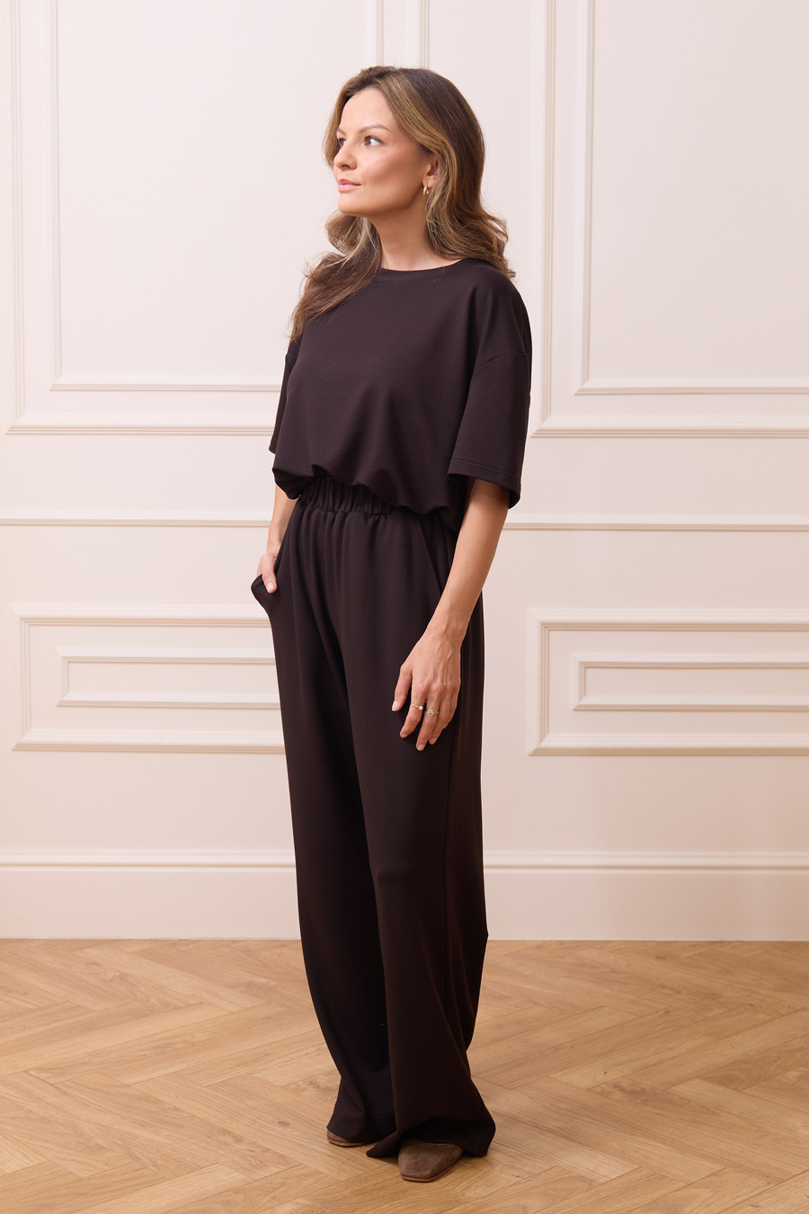 Damskie spodnie z modalu Malaga Chocolate Classique