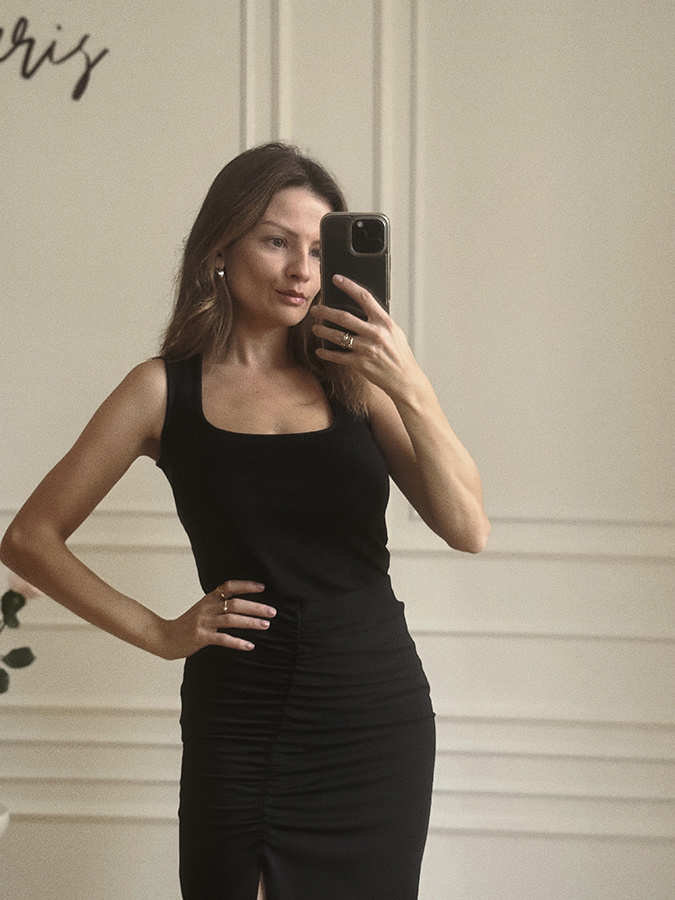 Marszczona spódnica z modalu Angelina Mini Noire