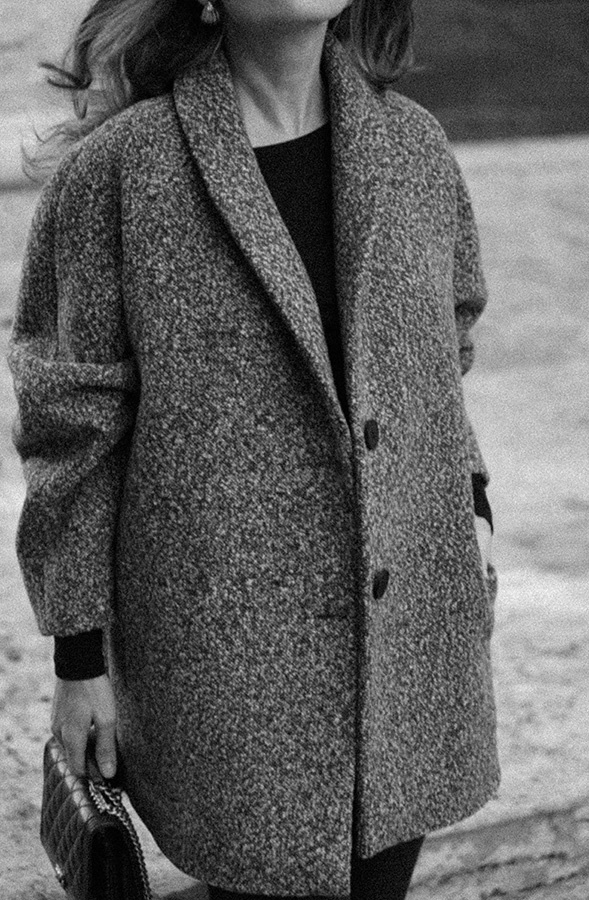 Krótki płaszcz z włoskiej wełny Carlotta Mélange