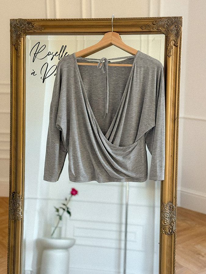 Bluzka z odkrytymi plecami i długim rękawem Iliana Gris