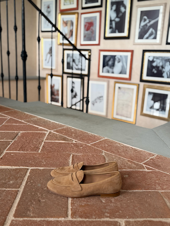 Karmelowe skórzane loafersy Vinci Carmel