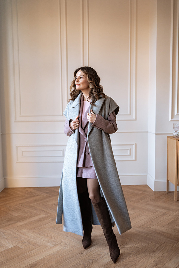 Długa wełniana kamizelka Le Magnifique Gris 