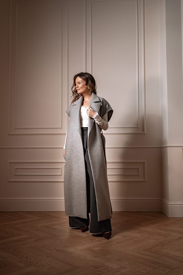 Długa wełniana kamizelka Le Magnifique Gris 