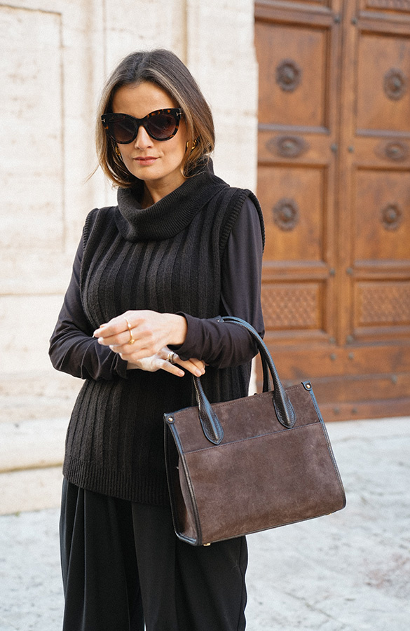 Damski golf wełniany z kaszmirem Viviana Chocolate