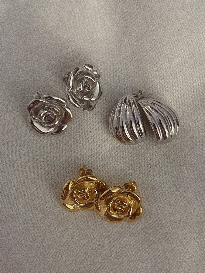 Kolczyki srebrne pozłacane róże Rosa D'oro N°1