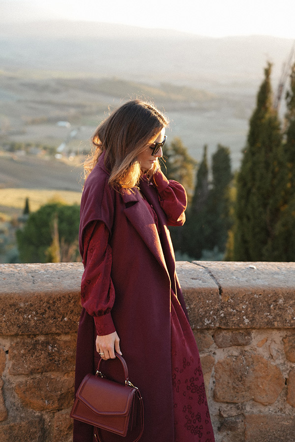 Długa kamizelka wełniana z kaszmirem Le Magnifique Bordeaux