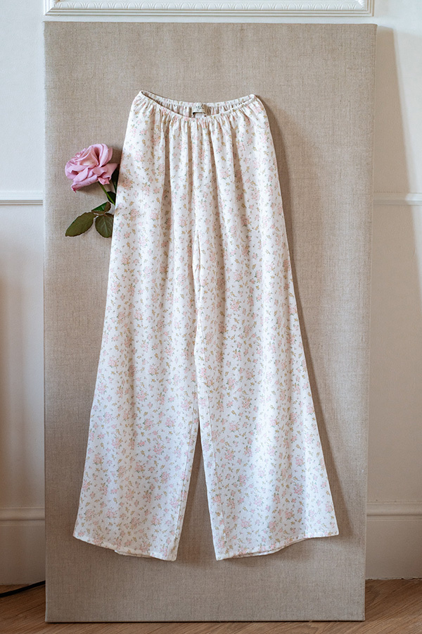 Damskie spodnie z gumką z wiskozy Lorette Floral Rose Petit