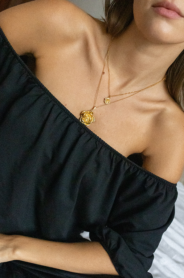 Naszyjnik srebrny pozłacany róża Fiore Rosa D'Oro N°3