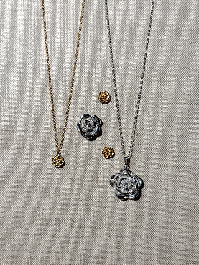 Naszyjnik srebrny pozłacany róża Picollo Fiore Rosa D'Oro N°11 