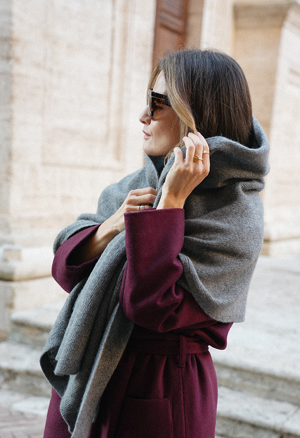 Damski szal z kaszmirem i jedwabiem Vallea Gris