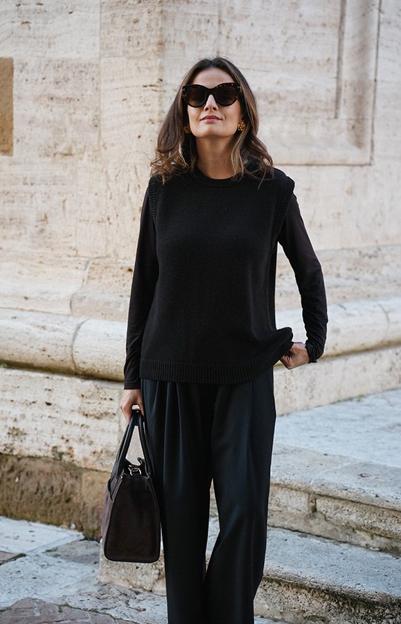 Damska kamizelka wełniana z kaszmirem Giovanna Chocolate