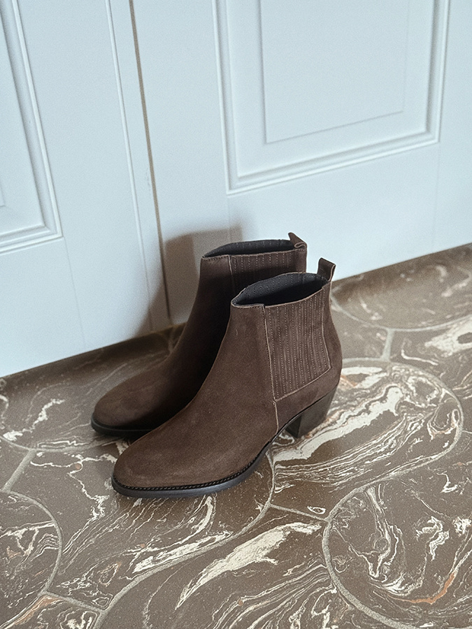 Damskie botki skórzane zamszowe Napoli Marrone