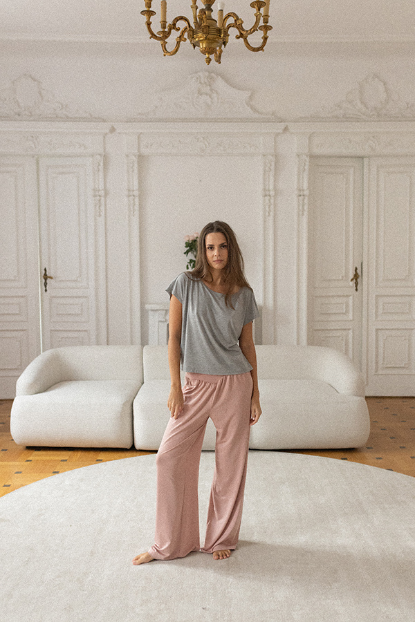 Damska bluzka z krótkim rękawem z modalu Cléa Gris