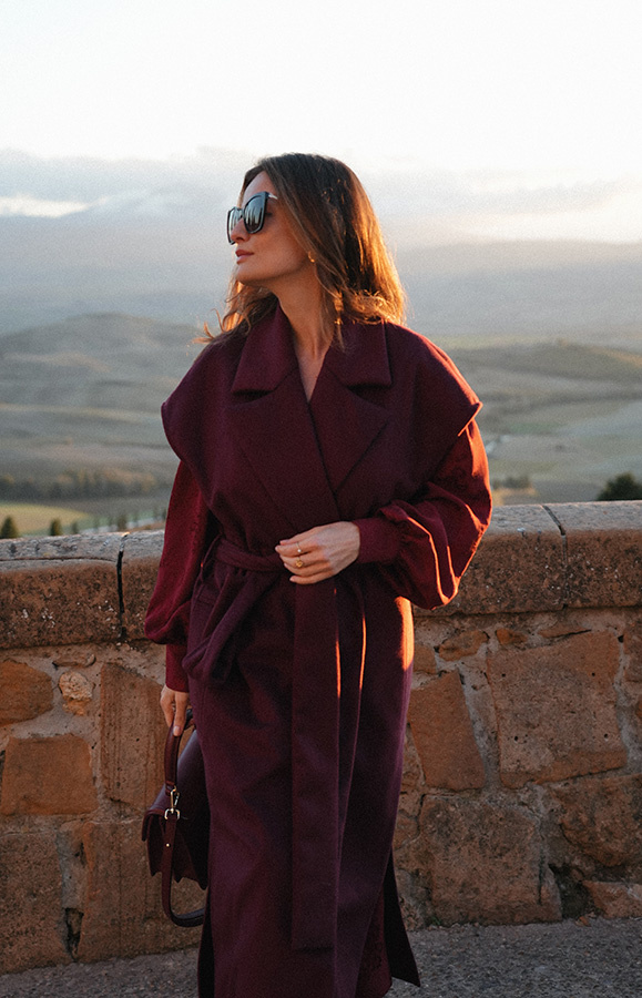 Długa kamizelka wełniana z kaszmirem Le Magnifique Bordeaux