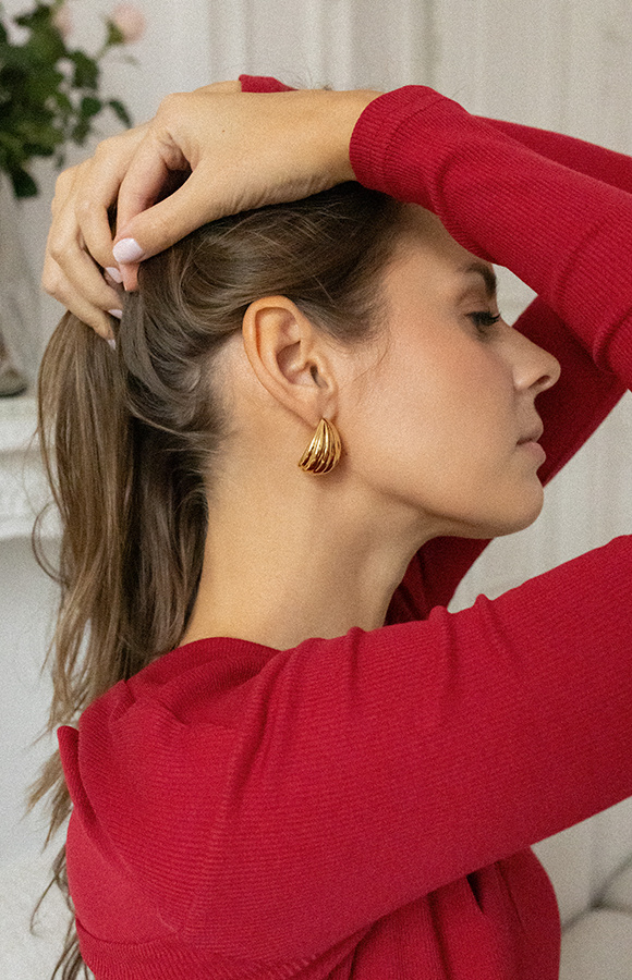 Kolczyki pozłacane z mosiądzu muszle Vintage D'Oro N°13