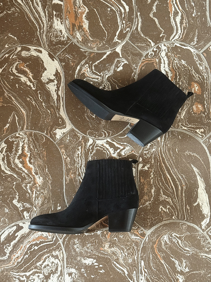 Damskie botki skórzane zamszowe Napoli Nero