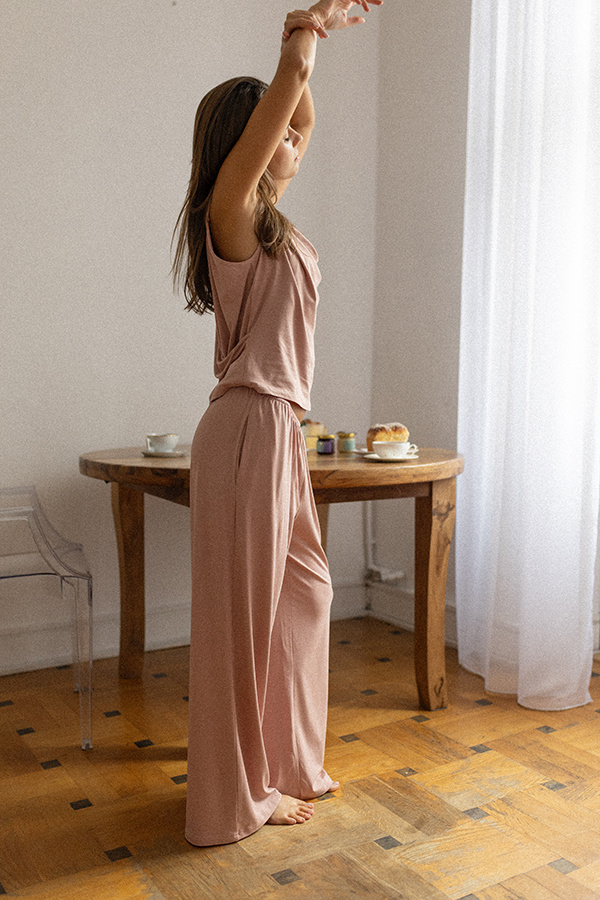 Damskie spodnie z gumką z modalu Lorette Rose Petit