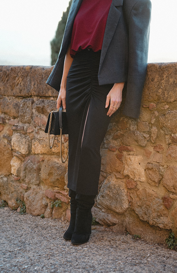 Marszczona spódnica z modalu Angelina Noire