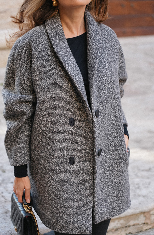 Krótki płaszcz z włoskiej wełny Carlotta Mélange