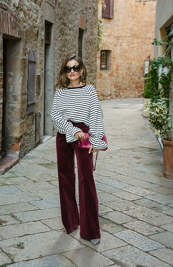 Damskie spodnie sztruksowe Federica Bordeaux Petit