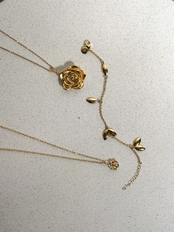 Naszyjnik srebrny pozłacany róża Fiore Rosa D'Oro N°3